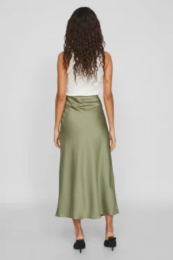 Vila Falda midi satén Verde Hot