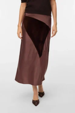 Vero Moda Falda midi triple tejido Marrón Hot