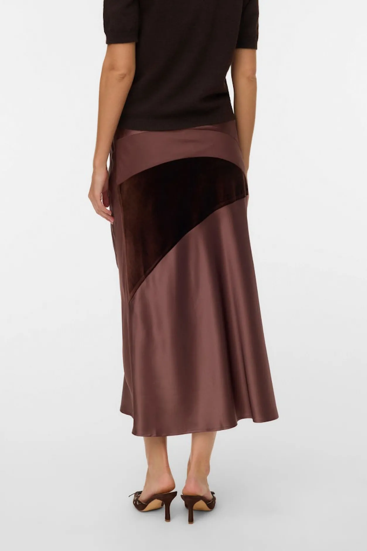 Vero Moda Falda midi triple tejido Marrón Hot