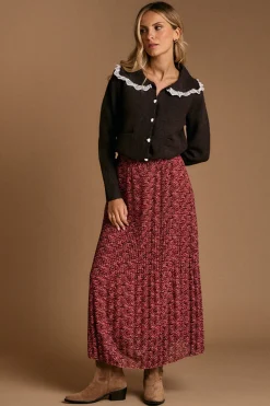 Polín Et Moi Falda plisada Nani Estampado granate Outlet