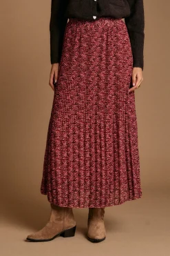 Polín Et Moi Falda plisada Nani Estampado granate Outlet