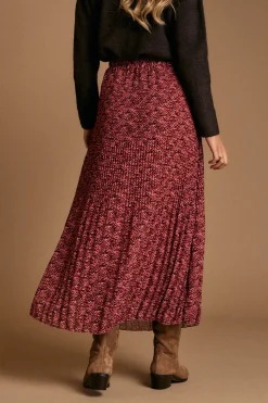 Polín Et Moi Falda plisada Nani Estampado granate Outlet