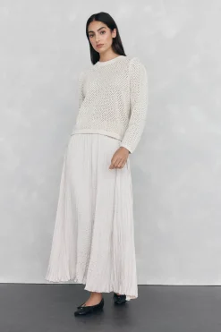 Pedro del Hierro Falda plisada satinada Beige