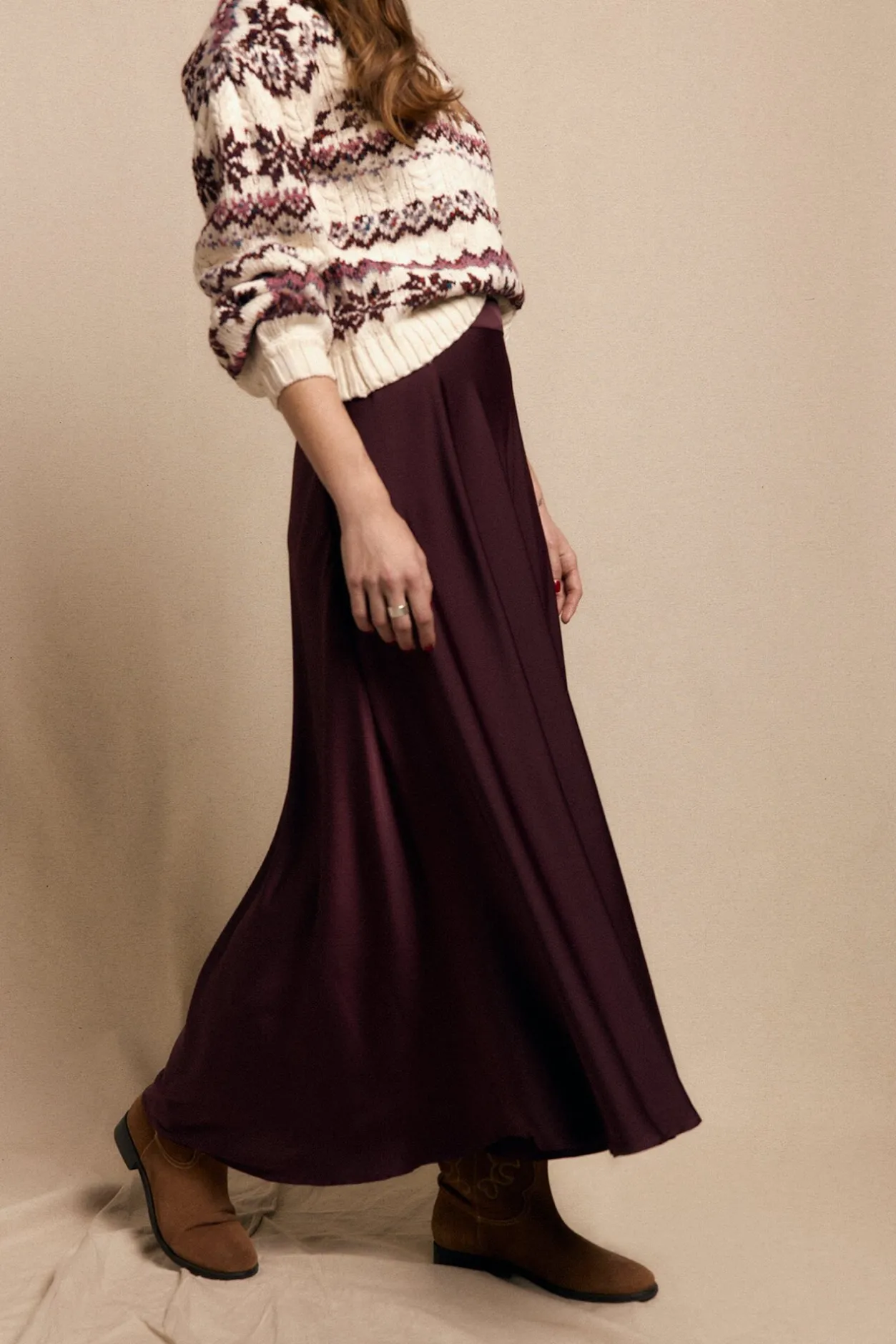 Slowlove Falda satinada Granate Sale