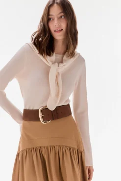 TFP by Tamara Falcó Falda tafeta abullonada Beige Outlet