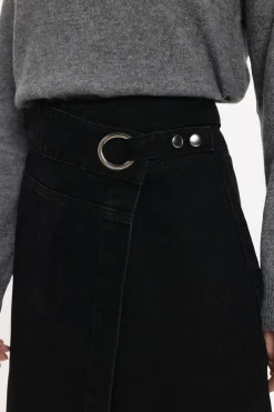 Vila Falda vaquera midi Negro Online