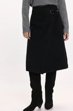 Vila Falda vaquera midi Negro Online