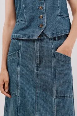 Cortefiel Falda vaquera textura Azul Online