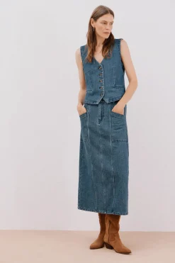 Cortefiel Falda vaquera textura Azul Online