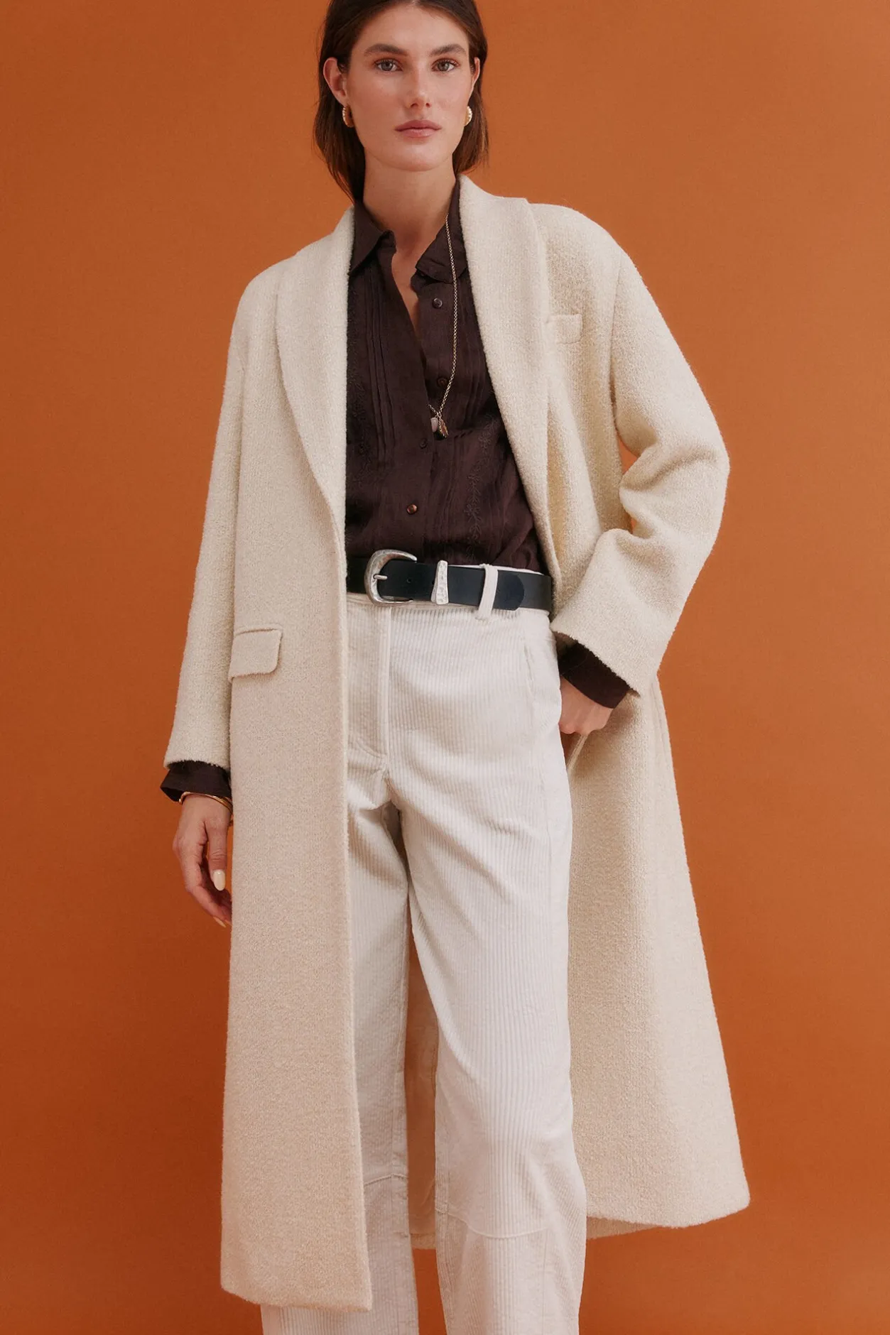 Hoss Intropia Fiamma. Abrigo con cuello solapa Marfil Discount