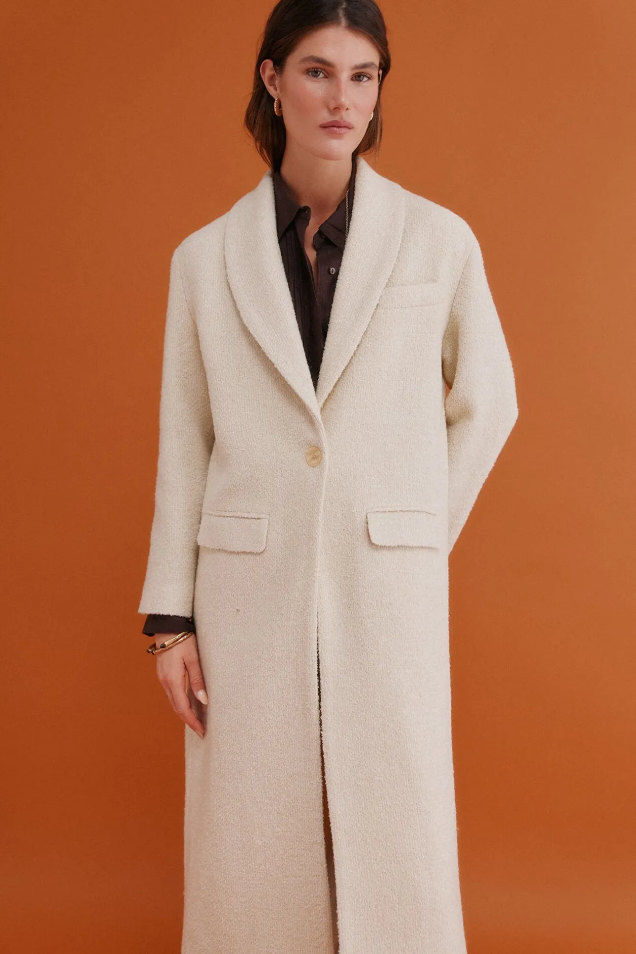 Hoss Intropia Fiamma. Abrigo con cuello solapa Marfil Discount