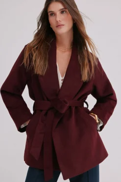 Hoss Intropia Filippa. Abrigo con cinturón Vino Clearance