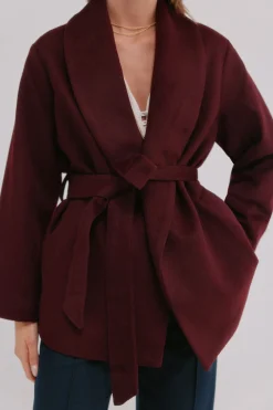 Hoss Intropia Filippa. Abrigo con cinturón Vino Clearance