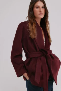 Hoss Intropia Filippa. Abrigo con cinturón Vino Clearance