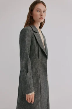 Hoss Intropia Fiona. Abrigo a rayas Gris Discount