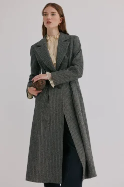 Hoss Intropia Fiona. Abrigo a rayas Gris Discount