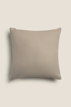 Textura Funda cojín algodón percal bicolor 55x55cm. beige