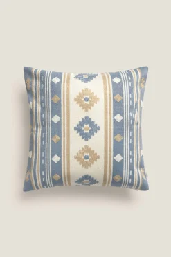 Textura Funda cojín hilo tintado diseño geométrico azul Hot