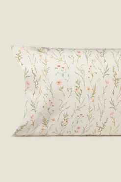 Textura Funda de almohada de satén estampada blanco Clearance