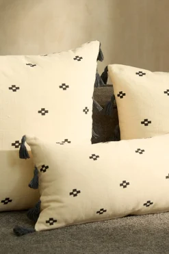 Calma House Funda de cojín cuadrada de algodón Kobe amarillo Online