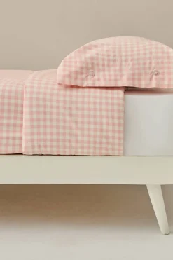Textura Funda nordica tejida cuadros vichy rosa Sale