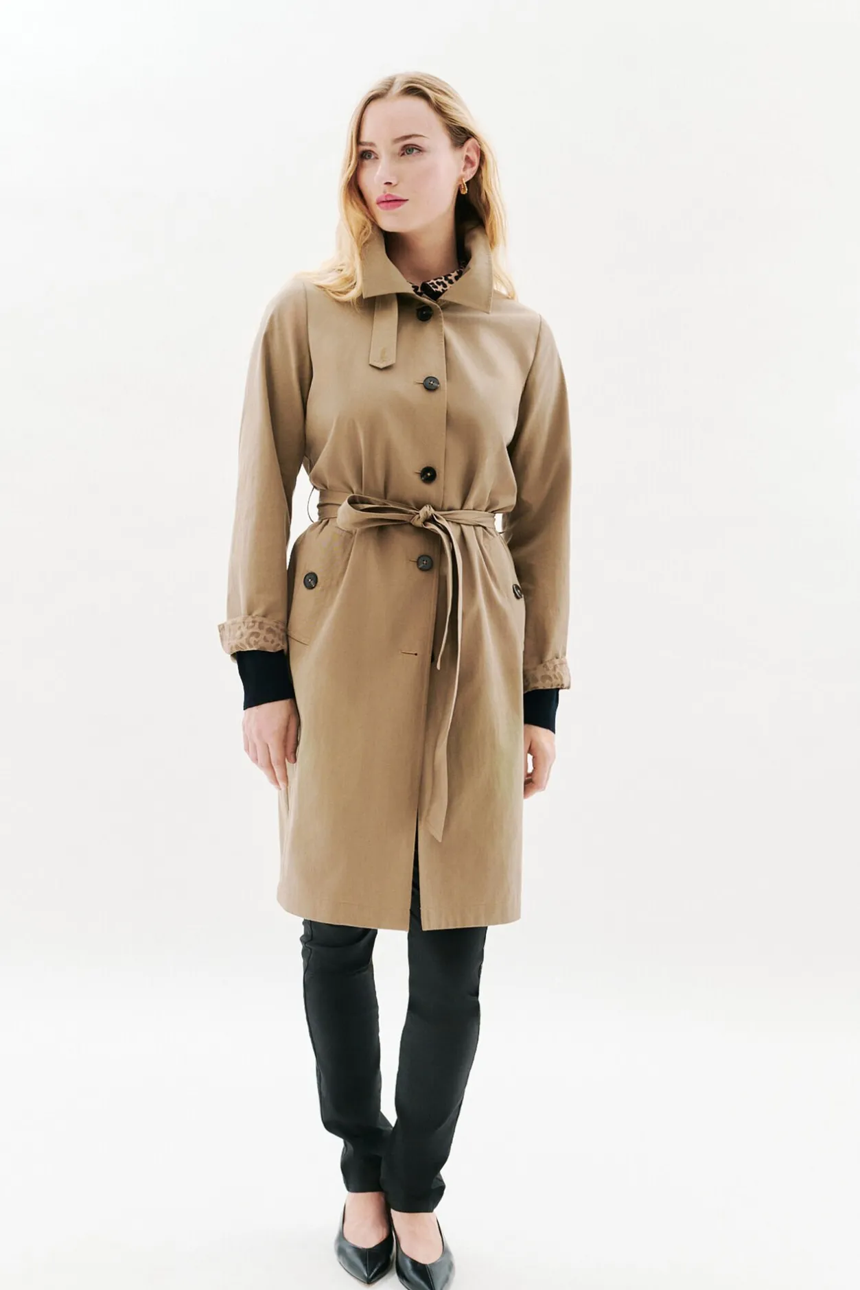 Caroll Gabardina abotonada Beige Sale