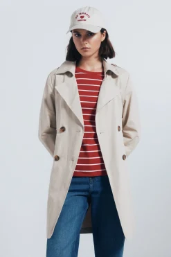 Springfield Gabardina abotonada cinturón beige