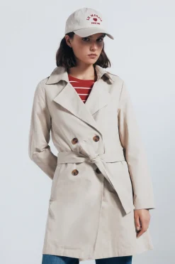 Springfield Gabardina abotonada cinturón beige