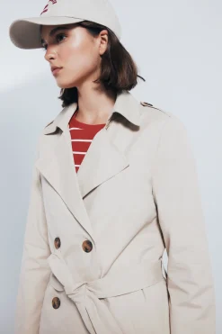 Springfield Gabardina abotonada cinturón beige