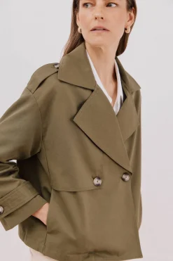 Cortefiel Gabardina corta Kaki Clearance