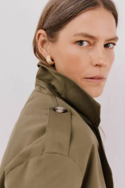 Cortefiel Gabardina corta Kaki Clearance