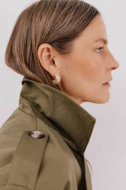 Cortefiel Gabardina corta Kaki Clearance