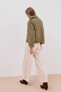 Cortefiel Gabardina corta Kaki Clearance