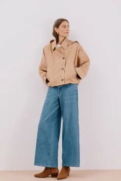 Cortefiel Gabardina corta Beige Discount