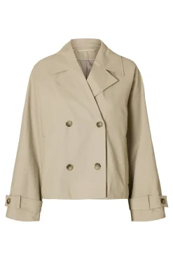 Selected Gabardina corta 100% algodón Beige Hot
