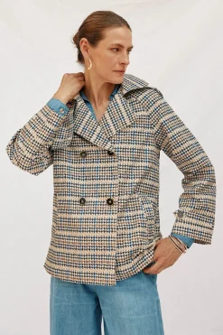 Cortefiel Gabardina corta con vuelo Multicolor New