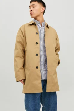 Jack & Jones Gabardina cuello italiano marr&oacute;n Sale