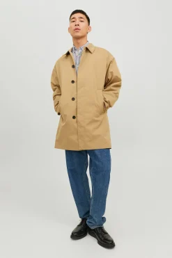 Jack & Jones Gabardina cuello italiano marr&oacute;n Sale