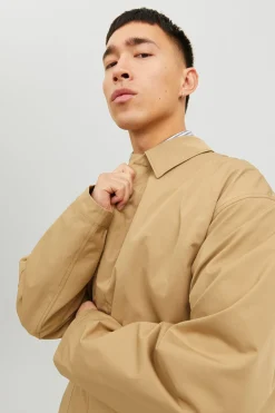 Jack & Jones Gabardina cuello italiano marr&oacute;n Sale