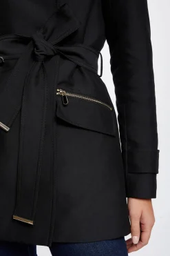 Morgan Gabardina entallada cinturón y capucha Negro Online