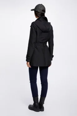 Morgan Gabardina entallada cinturón y capucha Negro Online