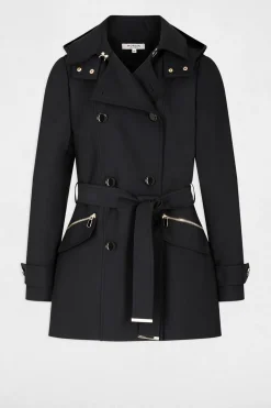 Morgan Gabardina entallada cinturón y capucha Negro Online