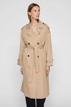 Vila Gabardina larga anudada Beige Discount