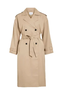 Vila Gabardina larga anudada Beige Discount