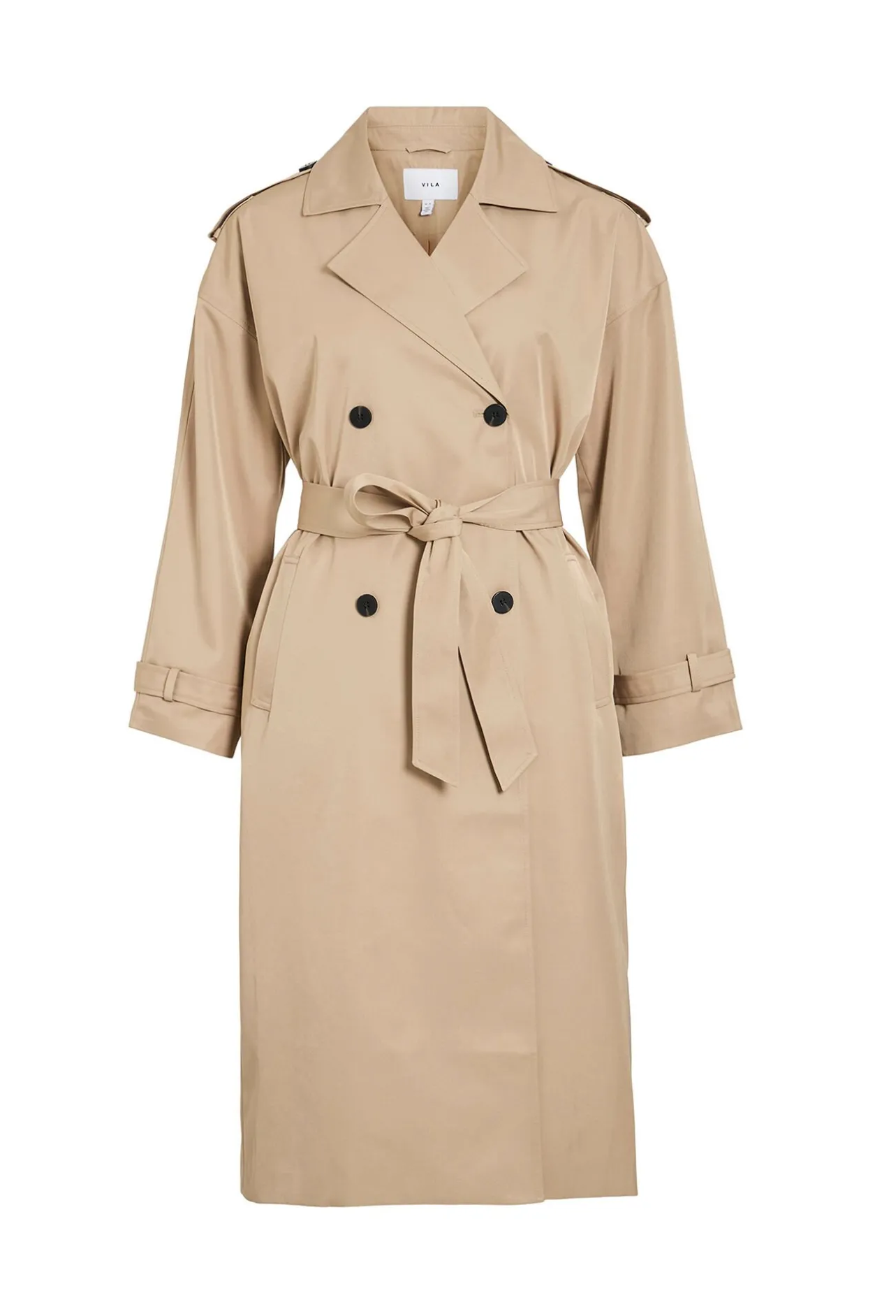 Vila Gabardina larga anudada Beige Discount