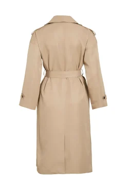 Vila Gabardina larga anudada Beige Discount