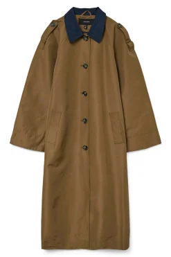 Vero Moda Gabardina larga bicolor Marr&oacute;n Outlet