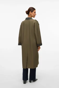 Vero Moda Gabardina larga bicolor Verde Sale
