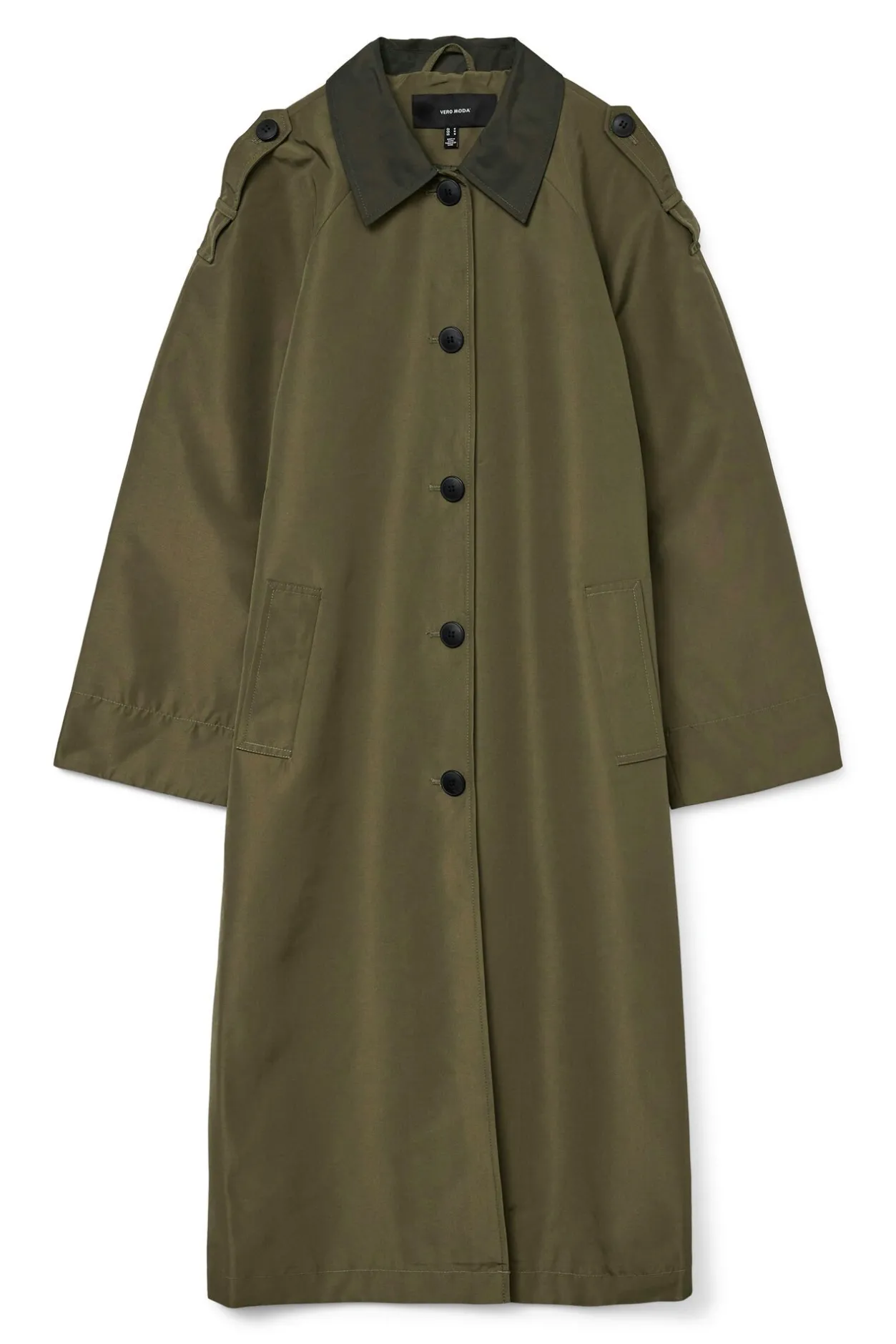 Vero Moda Gabardina larga bicolor Verde Sale