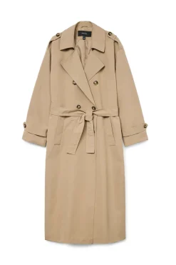 Vero Moda Gabardina larga básica Marr&oacute;n Discount